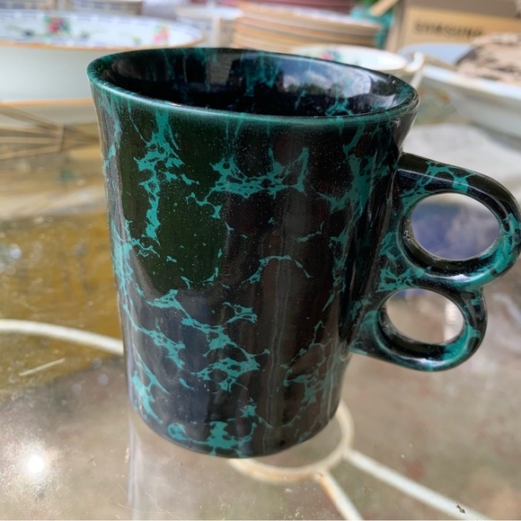 Bennington Potters Vermont 1340 Trigger Handle Mug Green Agate Vintage Retired - Picture 9 of 9